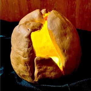 Rustic Brown Hand Molded Clay Pottery Candle Holder Gorpcore Cottagecore Casual